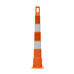 Plasticade 650R1-O-6-Hip-A Navicade 42" Channelizer, Orange, High Intensity Prismatic Grade, Orange And White Bands, 4 - 6" Hip