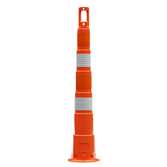 Plasticade 650R1-O-Dg-Hip-4 Navicade 42" Channelizer, Orange, Diamond Grade Orange Bands And High Intensity Prismatic White Bands, 2 - 4" Hip