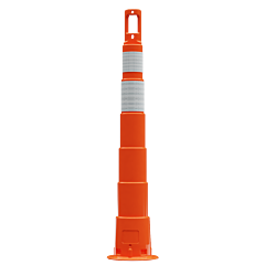 Plasticade 650R1-O-4-6-W-Hip Navicade 42" Channelizer, Orange, High Intensity Prismatic Grade, Orange And White Bands, 1 - 4" Hip, 1 - 6" Hip