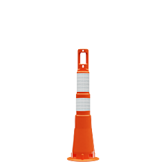 Plasticade 628-O-Hip-6W4W Navicade 28" Channelizer, Orange, High Intensity Prismatic Grade, Orange And White Bands, 1 - 6" Hip, 1 - 4" Hip