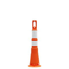 Plasticade 628-O-Dg-6W4W Navicade 28" Channelizer, Orange, Diamond Grade, Orange And White Bands, 1 - 6" Dg, 1 - 4" Dg