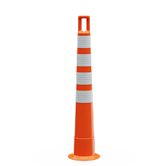 Plasticade 510-O-Hip-4W4W4W4W-2 Watchtower Stacker Cone, Orange, High Intensity Prismatic Grade White Reflective Bands, 4 - 4" Hip
