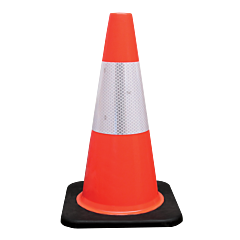 Plasticade 518-3-6 18" Pvc Traffic Cone, Orange, White High Intensity Prismatic Collar, 1- 6" Hi