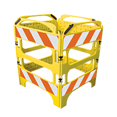 Plasticade Csp-Sg-4Kit-Hip-Y Safegate Manhole Guard, Yellow, High Intensity Prismatic Grade Striped Sheeting
