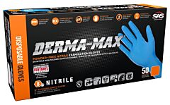 Sas Safety Derma-Max Powder-Free Exam Grade Nitrile Gloves, 8 Mil