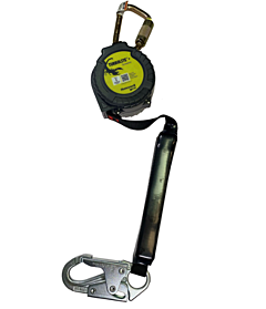 Honeywell Miller Mtl-Ohs1-15/9Ft Turbolite+ Scorpion Fall Limiter, Vectran, 9 Ft L, Locking Snap Hook, 420 Lb, Locking Rebar Hook, Single Leg