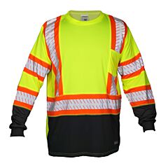 Kishigo 9181 Premium Brilliant Series, Contrast Long Sleeve T-Shirt, Class 3, Lime, Size 2X-Large