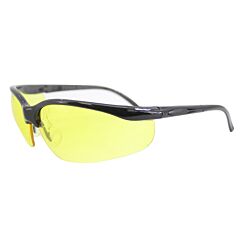 Radnor 64051237 Motion Series Safety Glasses With Black Frame, Amber Polycarbonate Scratch Resistant Lens And Adjustable Temples