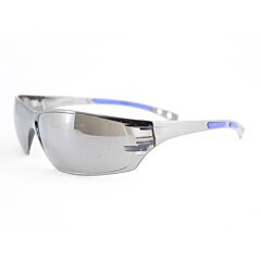 Radnor 64051249 Cobalt Classic Series Safety Glasses With Charcoal Frame, Silver Mirror Lens And Flexible Cushioned Temples