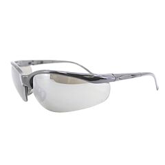 Radnor 64051239 Motion Series Safety Glasses With Black Frame, Silver Mirror Polycarbonate Lens With Scratch Resistant Coating And Adjustable Temples