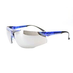 Radnor 64051625 Elite Series Safety Glasses With Blue Frame And Silver Mirror Lens
