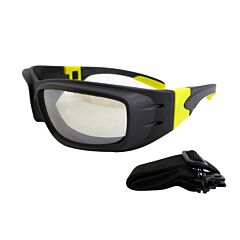 Radnor 64051643 Panzer Sealed Saety Glasses With Black And Yellow Frame And Clear Indoor/Outdoor Anti-Fog Lens