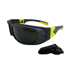 Radnor 64051649 Panzer Sealed Safety Glasses With Black And Yellow Frame And Iruv 5.0 Lens