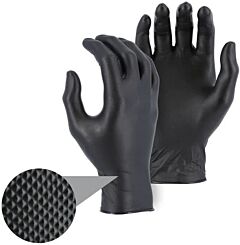 Majestic 3277Dk Diamond Grip Disposable Exam Grade 8 Mil Nitrile Gloves, Black, Size 9
