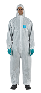 Ansell Wh15-S-92-111-08 Alphatec 1500 Plus Model 111 Breathable Coverall, Serged Seams, Hooded, White, Size 4X-Large