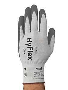 Ansell Hyflex 11-731 Cut Resistant Gloves, Ansi A2, Size 11, Gray