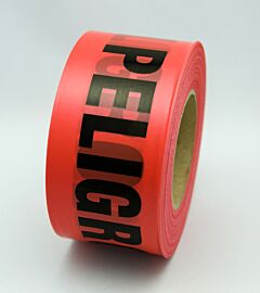 Radnor 64055725 3" X 1000' Red 1.5 Mil Polyethylene Primeguard Barricade Tape "Danger Peligro"