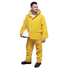 Radnor 64055915 Yellow .35 Mm Polyester And Pvc 3 Piece Rain Suit (Includes Jacket With Front Snap Closure, Detached Hood And Snap Fly Bib Pants), Size 3X-Large