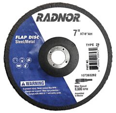 Radnor 64000885 7" X 7/8" 36 Grit Type 29 Flap Disc