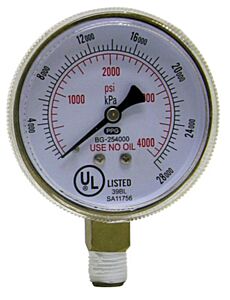 Radnor 64003451 2" X 4000 Psi Brass Replacement Regulator Gauge