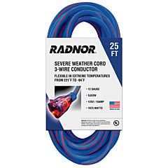 Radnor 64006312 25' 15 A 125 Vac Tpe Jacket Bluered Extension Cord