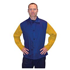 Radnor 64055163 Royal Blue And Gold Westex Fr7A Cotton And Tanned Side Split Cowhide 30" Flame Retardant Jacket With Snap Front Closure, Size X-Large