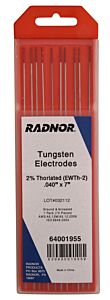 Radnor 64001955 .040" X 7" 2% Thoriated Tungsten Electrode Ground (10 Sticks Per Package)