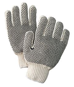 Radnor 64057187 Black Natural Medium Weight Cotton And Polyester Seamless Knit General Purpose Gloves With Knit Wrist, Size Large