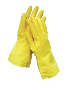 Radnor 64057821 Yellow Flock Lined 16 Mil Latex Chemical Resistant Gloves, Size Medium
