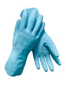 Radnor 64057825 Blue Flock Lined 16 Mil Latex Chemical Resistant Gloves, Size Medium