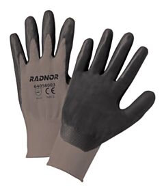 Radnor 64056004 13 Gauge Black Nitrile Palm And Finger Coated Work Gloves With Gray Nylon Liner And Knit Wrist, Size X-Large
