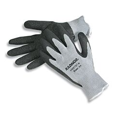 Radnor 64057876 10 Gauge Dark Gray Latex Palm And Fingertip Coated Work Gloves With Gray Acrylic, Cotton And Polyester Liner And Knit Wrist, Size Small