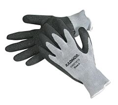 Radnor 64057878 10 Gauge Dark Gray Latex Palm And Fingertip Coated Work Gloves With Gray Acrylic, Cotton And Polyester Liner And Knit Wrist, Size Large