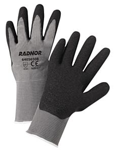 Radnor 64056509 13 Gauge Black Latex Palm And Finger Coated Work Gloves With Gray Nylon Knit Liner And Knit Wrist, Size X-Large