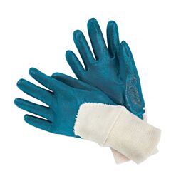 Radnor 64056314 Blue Nitrile Three-Quarter Coated Work Gloves With Natural Jersey Liner And Knit Wrist, Size Medium