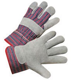 Radnor 64057515 Economy Grade Split Leather Palm Gloves With Canvas Back And Safety Cuff, Size Large