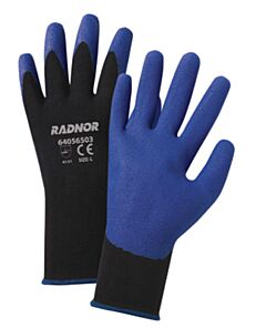 Radnor 64056502 15 Gauge Blue Pvc Palm And Finger Coated Work Gloves With Black Nylon Knit Liner And Knit Wrist, Size Medium