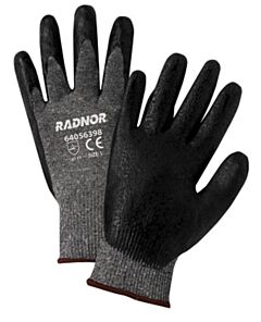 Radnor 64056398 15 Gauge Black Nitrile Palm And Finger Coated Work Gloves With Gray Nylon Liner And Knit Wrist, Size Large