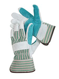 Radnor 64057529 Split Leather Palm Gloves With Canvas Back And Safety Cuff, Size Medium