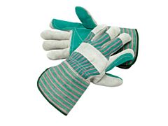 Radnor 64057596 Double Leather Palm Gloves With Canvas Back And Gauntlet Cuff, Size Large