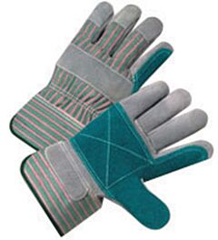 Radnor 64057902 Double Leather Palm Gloves With Canvas Back And Safety Cuff, Size Large