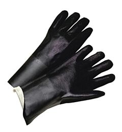 Radnor 64056413 Black Pvc Chemical Resistant Gloves, Comfortable Jersey-Lined, Double-Dipped, Size Large