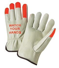 Radnor 64057043 Natural And Orange Select Grain Cowhide Unlined Drivers Gloves, Size Medium