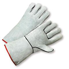 Radnor 64057690 14" Gray Economy Cowhide Cotton Lined Stick Welders Gloves, Size Large