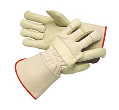 Radnor 64057914 Premium Leather Palm Gloves With Canvas Back And Gauntlet Cuff, Size X-Large