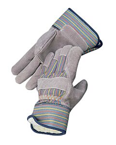 Radnor 64057956 Blue, Red Stripe And Gray Cowhide Pile Lined Cold Weather Gloves, Size Large