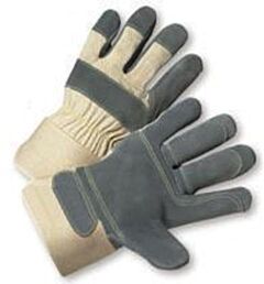 Radnor 64057962 Double Leather Palm Gloves With Canvas Back And Safety Cuff, Size Large