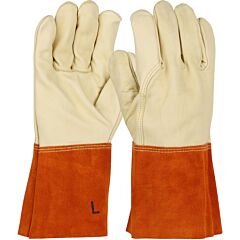 Radnor 64057864 11 34" Russet Premium Grain Cowhide Mig Welders Gloves, Size Medium