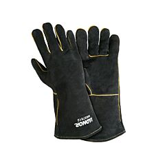 Radnor 64057612 14" Black Select Split Cowhide Cotton Lined Stick Welders Gloves, Size Large