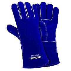 Radnor 64057671 Ladies 12" Blue Standard Split Cowhide Cottonfoam Lined Stick Welders Gloves, Size X-Small